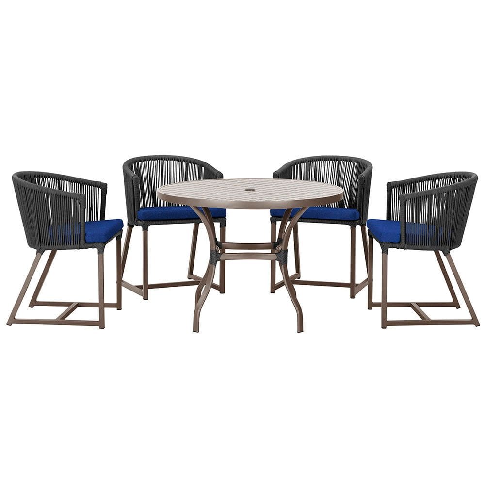 Mesa com 4 Cadeiras de Jantar Roma 100cm e Noronha em Aluminío