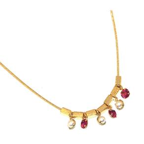 Corrente Colar Rabo de Rato Com Cristais Folheado Ouro 18k