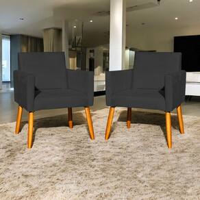 Kit 2 Poltronas Decorativa Para Sala Recepção Consultório Cadeira Nina Suede