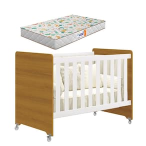 Berço Americano Evolution 4 em 1 Branco Savana com Colchão Gazin- Reller