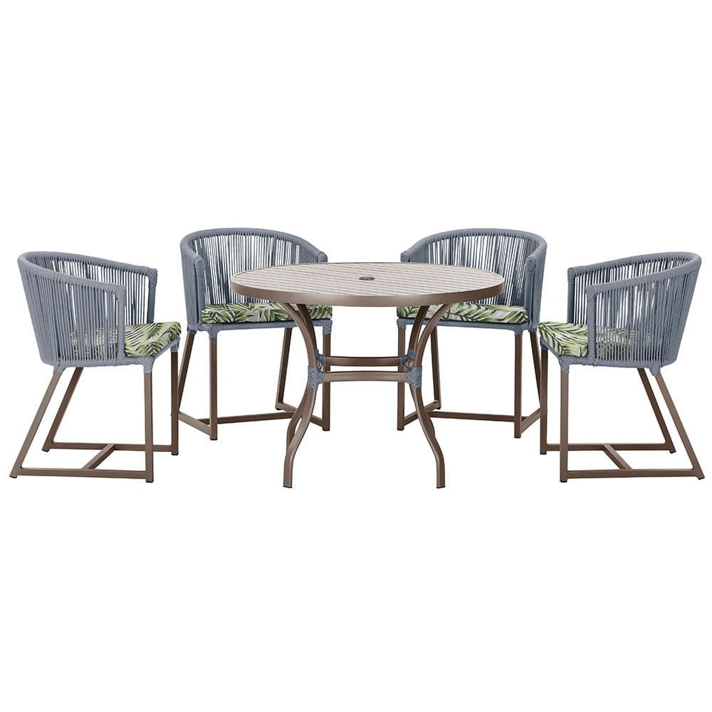Mesa com 4 Cadeiras de Jantar Roma 100cm e Noronha em Aluminío