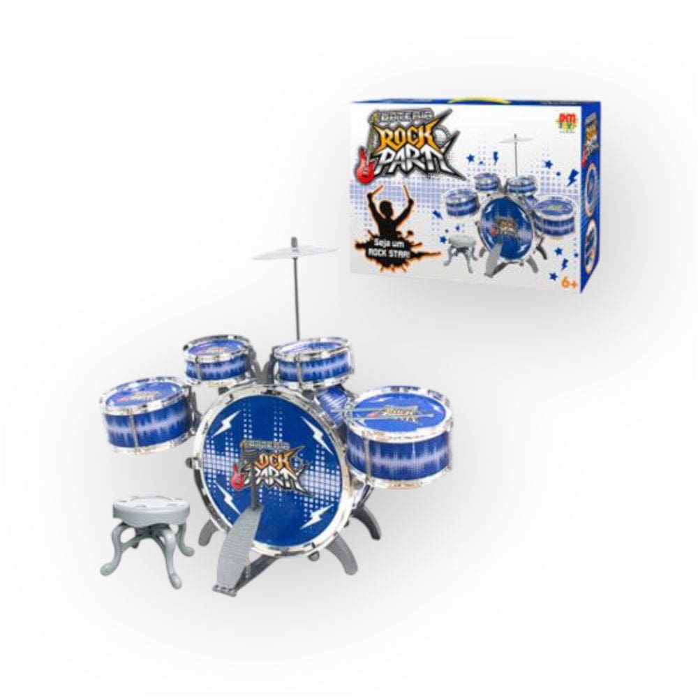 Bateria Infantil Rock Party Azul DM Toys
