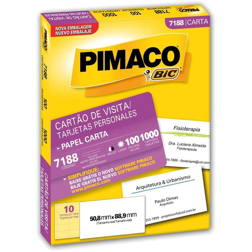 Cartão De Visita 7188 Carta 100 Fls 50,8 X 88,9