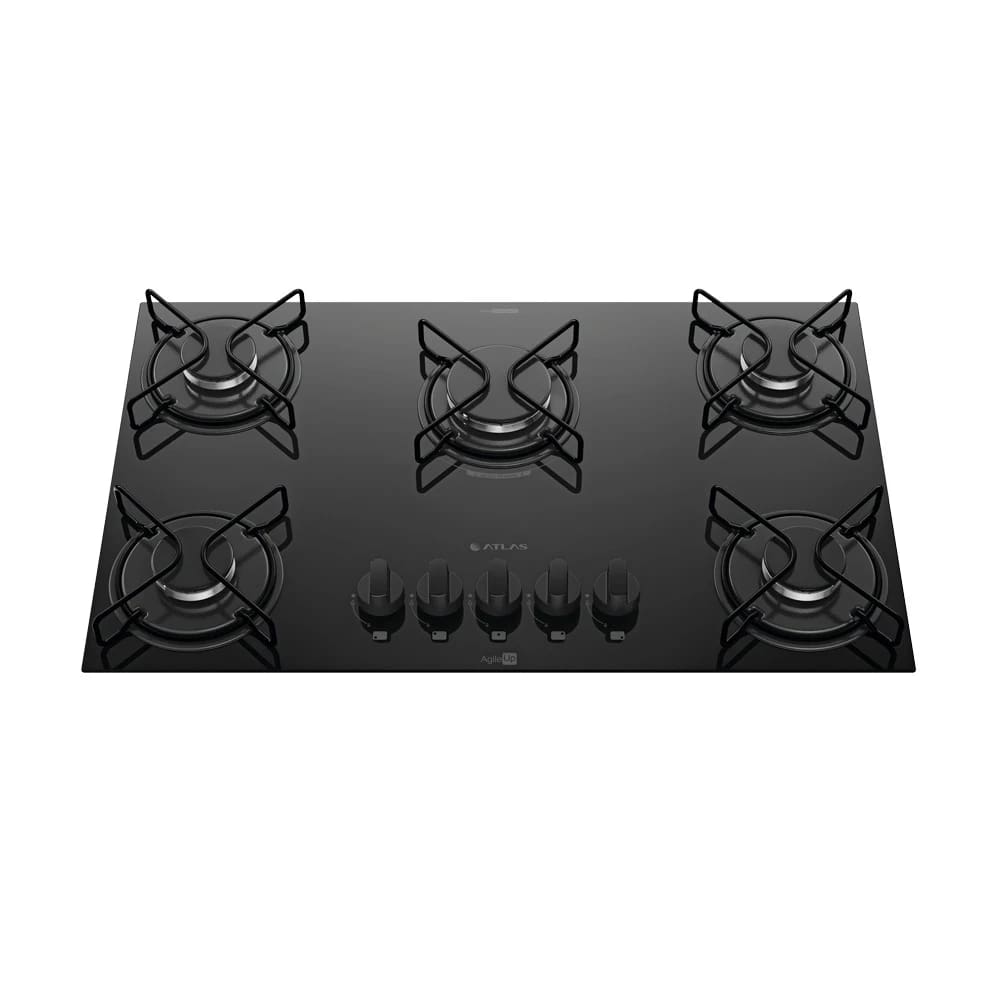 Fogão Cooktop 5 Bocas Mesa Vidro Atlas Agile Up Preto Bivolt