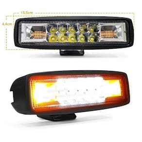 Farol Led 15Cm 48W Branco + Ambar Estrobo 4Sc