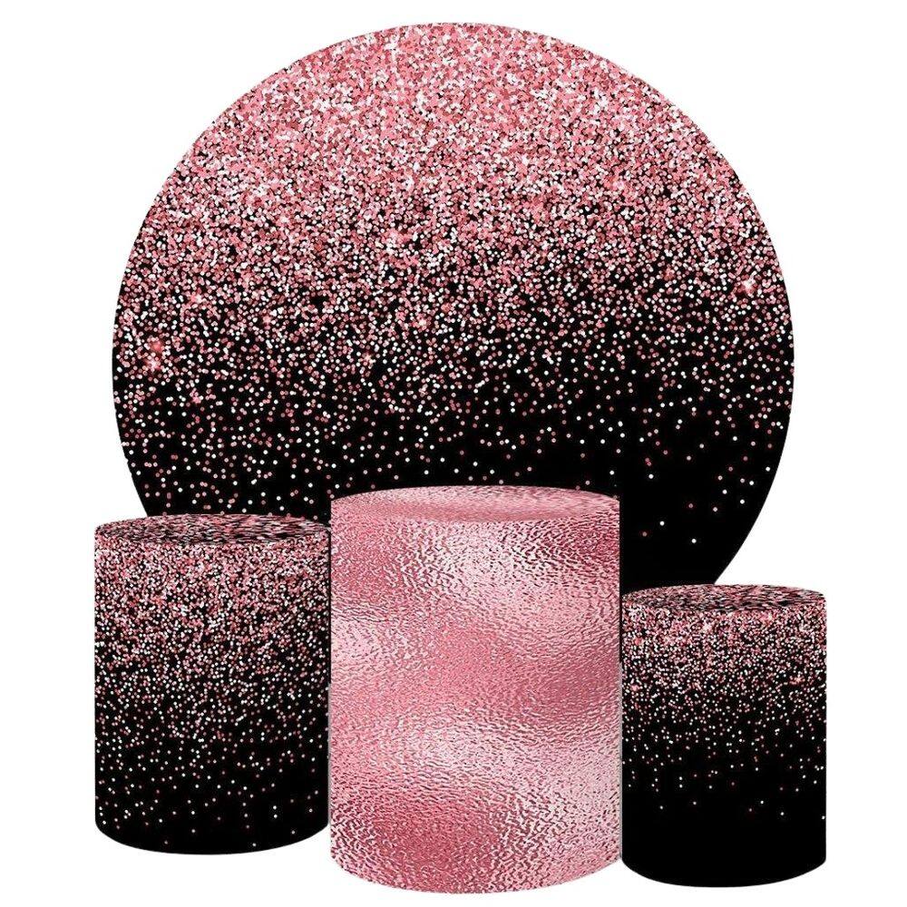 Painel Redondo E Capas Tecido Sublimado Glitter Fkpc-1036
