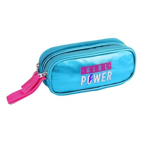 Estojo Duplo Escolar Girl Power Azul Feminino - Clio