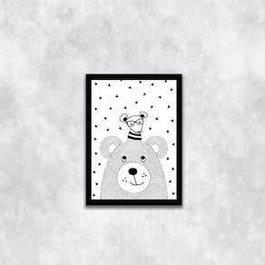 Quadro Infantil Bichinhos Escandinavos 45X34 Preta