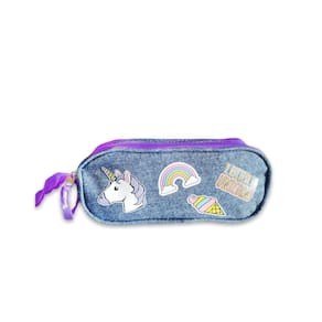 Estojo Escolar Duplo Jeans Unicornio Cor Roxo