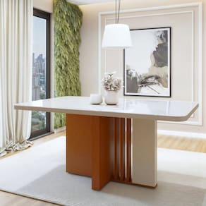 Mesa de Jantar Retangular 170cm Maxi Tampo com Vidro Astrid Frassino/Off White