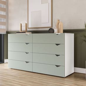 Cômoda 8 Gavetas 83,5x150,1x46 cm Porto Branco/Verde