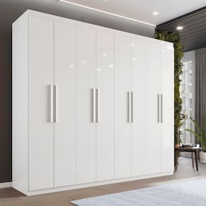 Guarda-Roupa Casal 8 Portas 4 Gavetas Montreal 100% MDF Branco Neve