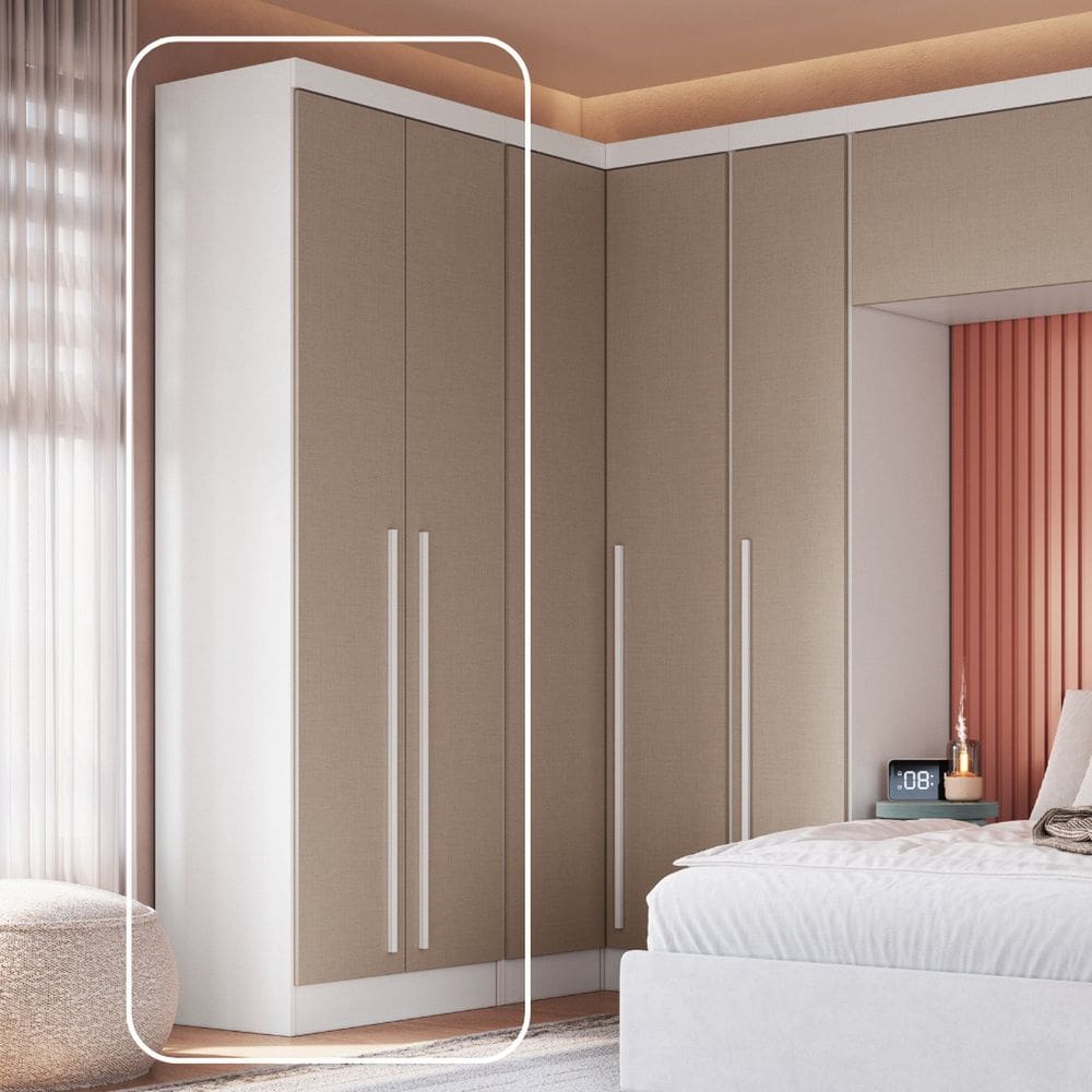 Guarda-Roupa Modulado 2 Portas 3 Gavetas com Prateleiras Infinity Branco Line/ Duna Line
