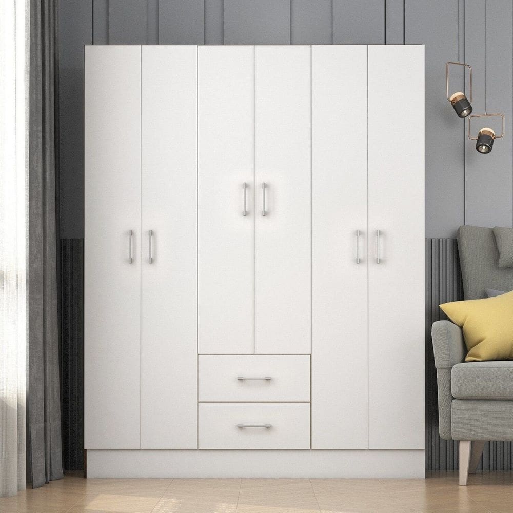 Guarda-roupa Jamaica 6 Portas 2 Gavetas Branco