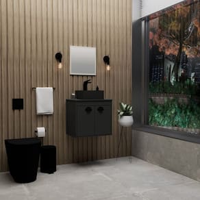 Gabinete para Banheiro com Cuba 51cm em MDF Preto