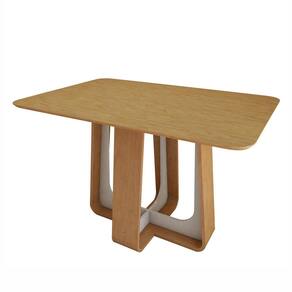 Mesa de Jantar Retangular 120cm Tampo MDF Sintonia Amêndoa Clean/Off White/Amêndoa Clean