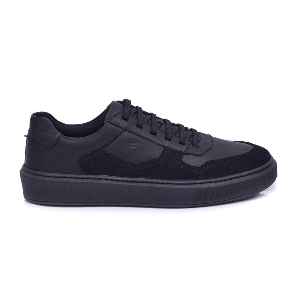 Tênis Casual Masculino Couro Cadarço Conforto Moderno