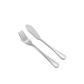 Garfo e Faca Talheres para Peixe Aço Inox Prata 1Par