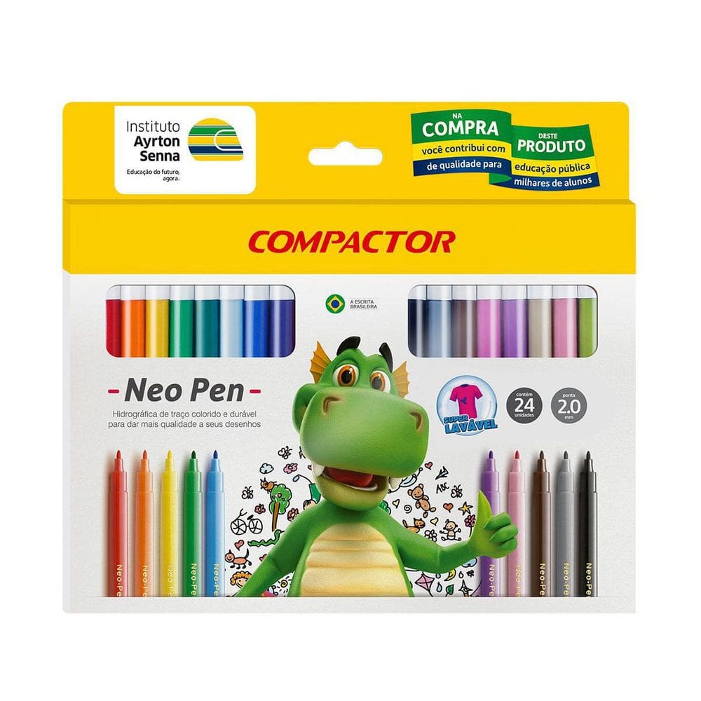 Hidrográfica Neo-Pen Gigante 24 Cores 5 Caixinhas Compactor