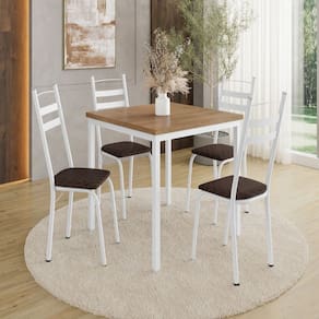 Conjunto para Cozinha 90x90 com 4 Cadeiras Branco/Tecelão Cacau/ Demolição