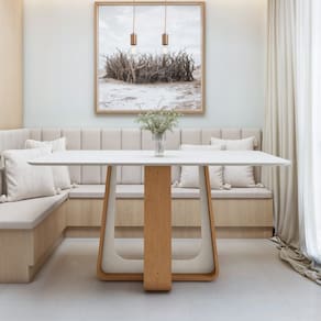 Mesa de Jantar Retangular 160cm com Tampo em MDF Sintonia Amêndoa Clean/Off White