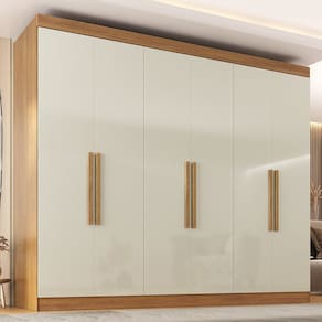 Guarda Roupa 6 Portas WT MDP com Puxador Paris  Cinamomo/Off White