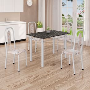 Conjunto de Mesa com 4 Cadeiras Lívia Bege / Branco