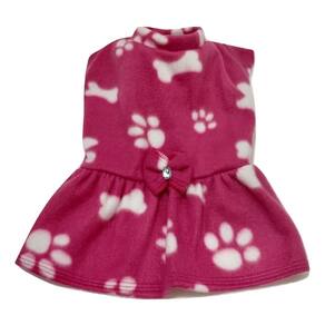 Vestido de inverno soft cachorro rosa estampa patinhas tam M