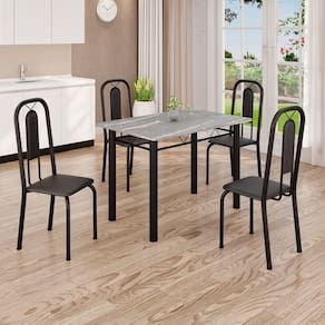 Conjunto de Mesa com 4 Cadeiras Lívia Preto