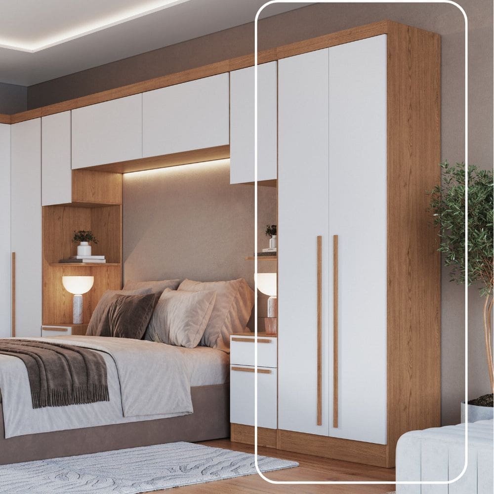 Guarda-Roupa Modulado 2 Portas com Prateleiras Infinity Cedro/Branco Line