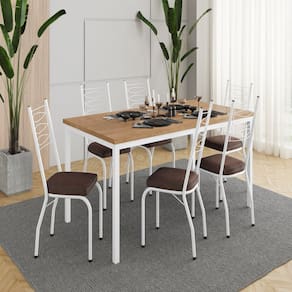 Conjunto para Cozinha 1 Mesa com 6 Cadeiras Adriana Branco/ Imbuia