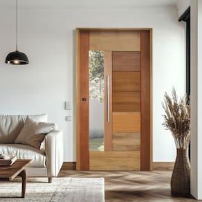 Porta Pivotante com Visor Mista Batente Misto 14 Puxador Tubo 120cm X 210cm Direito 3B
