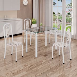 Conjunto de Mesa Tubular com 4 Cadeiras Lívia Arabesco/ Branco