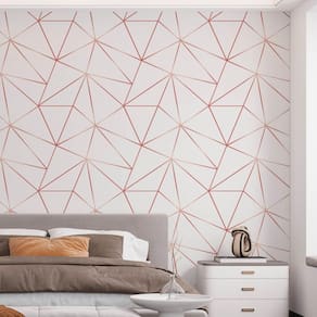 Papel De Parede Adesivo Zara Braco Com Rosê Gold - 3,0M