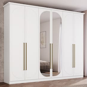 Guarda-Roupa Casal Nova York Prime 6 Portas com Amortecimento 6 Gavetas com Usinagem Expresso Móveis Branco
