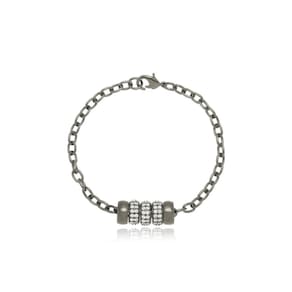 Pulseira Elos Zircônias Banho Ouro 18k Ouro Negro 17cm