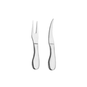 Faca e Garfo Queijo Camarao Jogo Aço Inox Prata 2un
