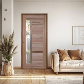 Porta Batente Eucalipto 14 Puxador Barra chata 60 CM 92cm X 210cm Direito Rodam 3B Natural