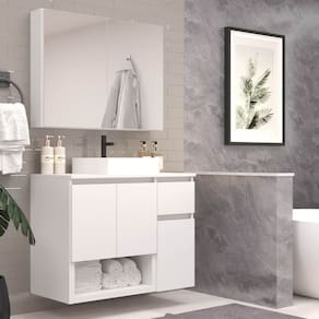 Conjunto de Móveis para Banheiro 80cm Aurora Branco