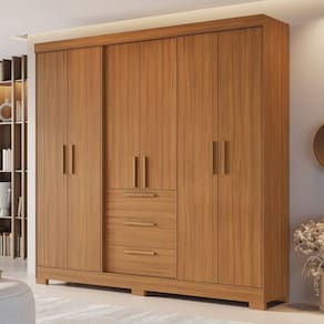 Guarda-Roupa com 6 Portas e Puxador Freijó Trend