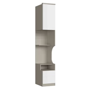 Mesa de Cabeceira Modulada Reto 1 Porta 2 Gavetas Elegance Niquel/ Blanc