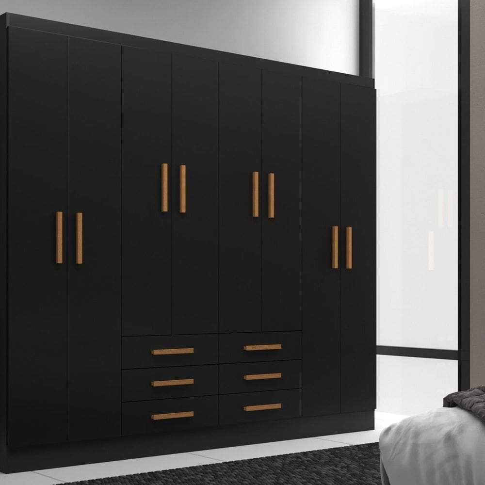 Móveis para Quarto Guarda-Roupa 8 Portas Paris Black