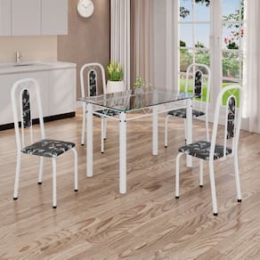 Conjunto de Mesa Tubular com 4 Cadeiras Lívia Preto / Branco