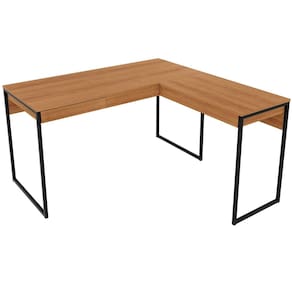 Mesa de Canto para Escritório em L Angular com 1 Gaveta