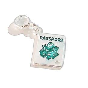 Berloque Passaporte Viagem Folheado A Prata