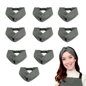 Faixa de Cabelo Turbante Bandana Cinza Grafite Cozinha 10un