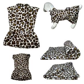 Kit Vestido E Manta Soft Para Cães - Onça Pp