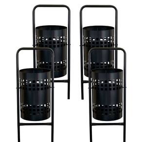 Kit 4 Lixeiras Pátios Parques Calçada Rua Redonda Tela 113cm