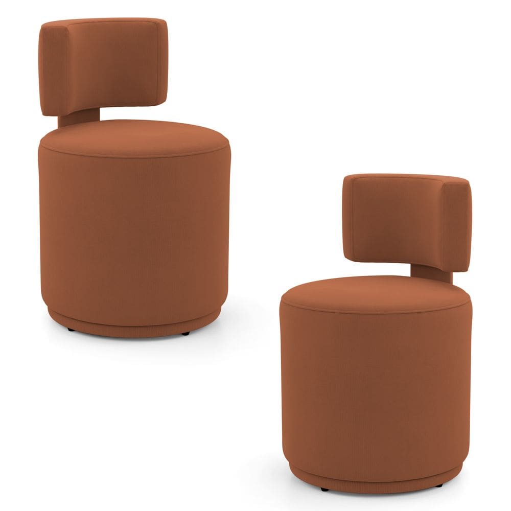 Kit 02 Puffs Decorativos Orgânicos Living Melis Minimalista Veludo Terracota - Desk Design