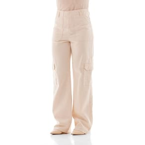 Calça Feminina Denim Natural Arauto Wide Cargo